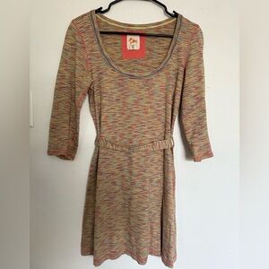 Anthropologie C. Keer Paintbox Rainbow Scoop Neck Tunic Dress Size Small
